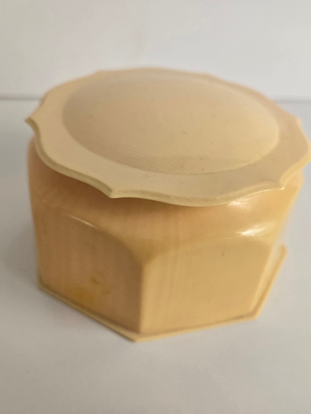 Powder Jar Round Vanity Box Celluloid Style Trinket Container Vtg